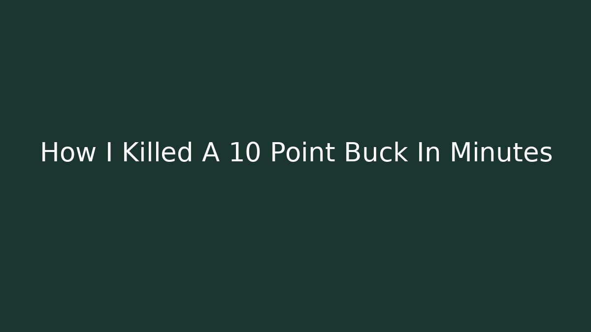 How I Killed A 10 Point Buck In Minutes