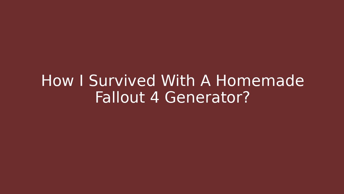 How I Survived With A Homemade Fallout 4 Generator?