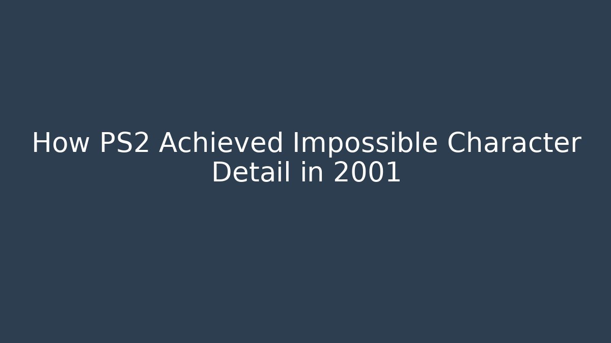 How PS2 Achieved Impossible Character Detail in 2001