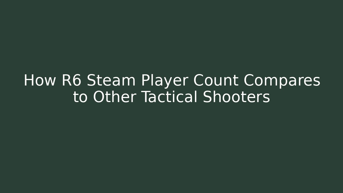 How R6 Steam Player Count Compares to Other Tactical Shooters