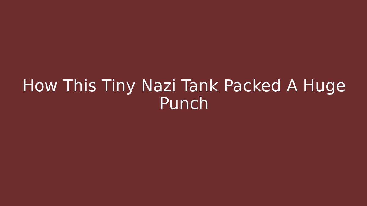 How This Tiny Nazi Tank Packed A Huge Punch