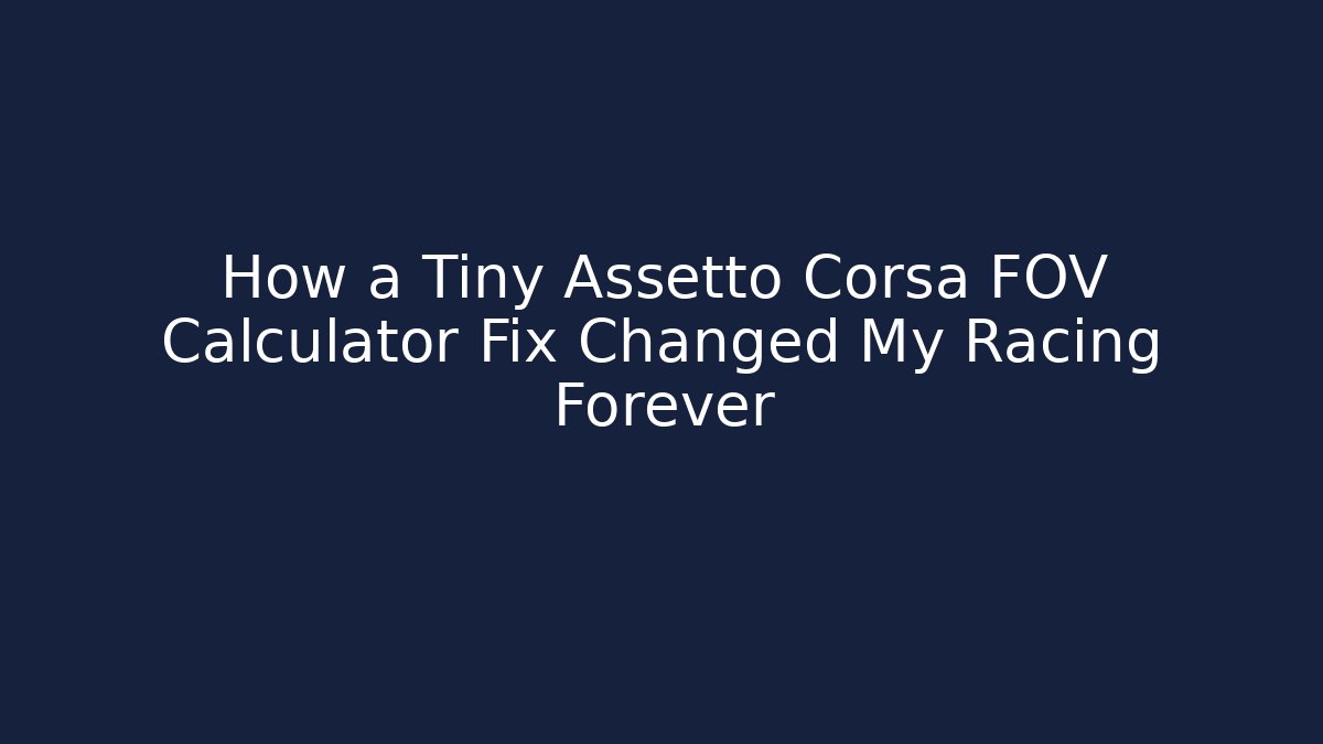 How a Tiny Assetto Corsa FOV Calculator Fix Changed My Racing Forever