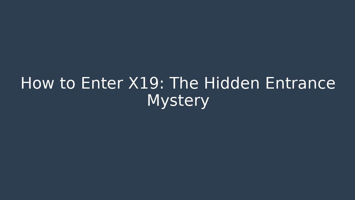 How to Enter X19: The Hidden Entrance Mystery
