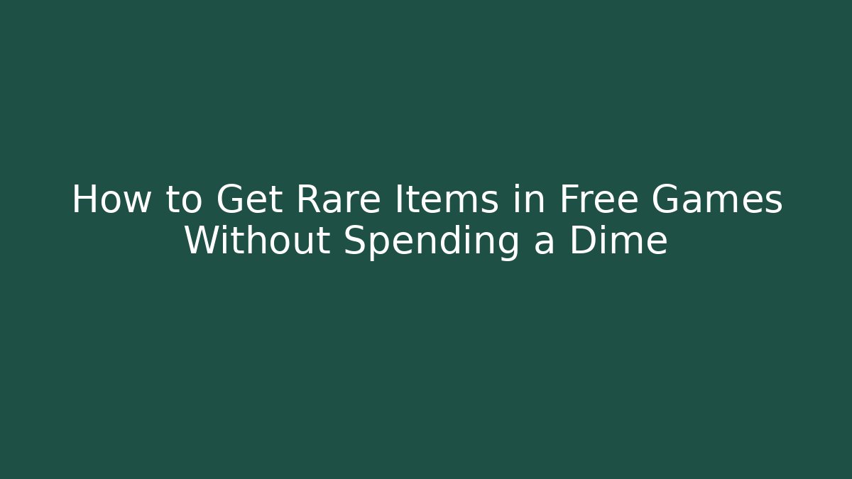 How to Get Rare Items in Free Games Without Spending a Dime - Felix Cat Insurance