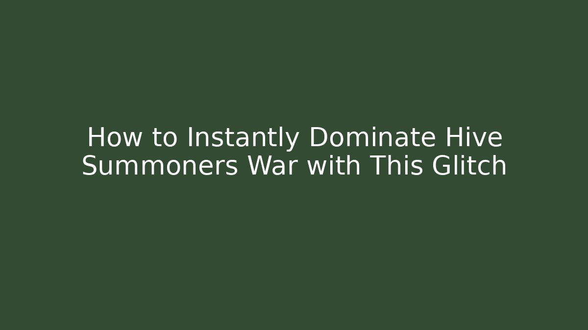 How to Instantly Dominate Hive Summoners War with This Glitch - Felix Cat Insurance