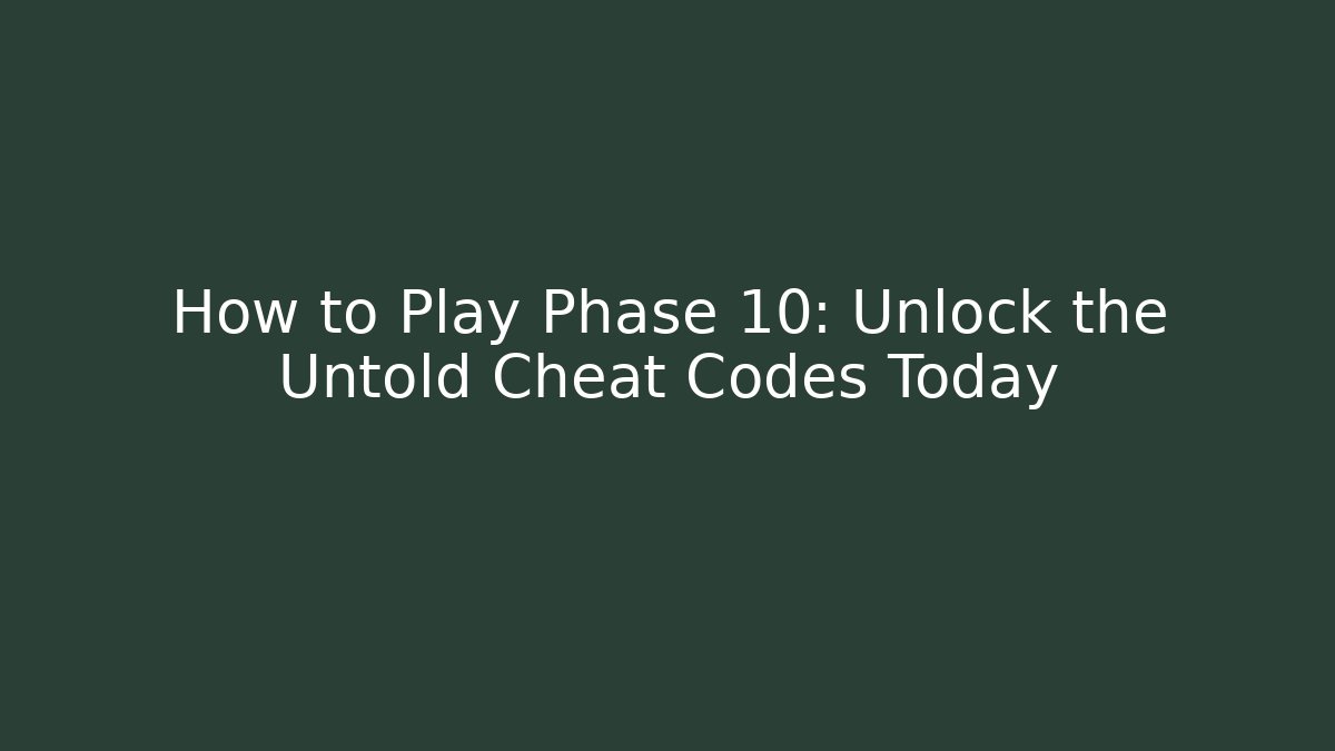 How to Play Phase 10: Unlock the Untold Cheat Codes Today