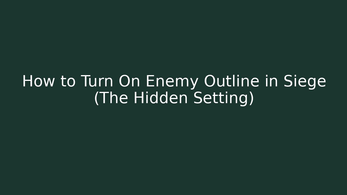 How to Turn On Enemy Outline in Siege (The Hidden Setting)