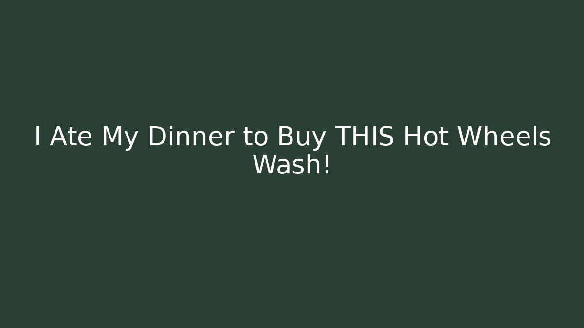 I Ate My Dinner to Buy THIS Hot Wheels Wash! - Felix Cat Insurance