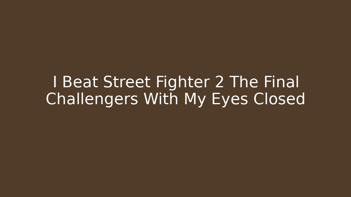 I Beat Street Fighter 2 The Final Challengers With My Eyes Closed