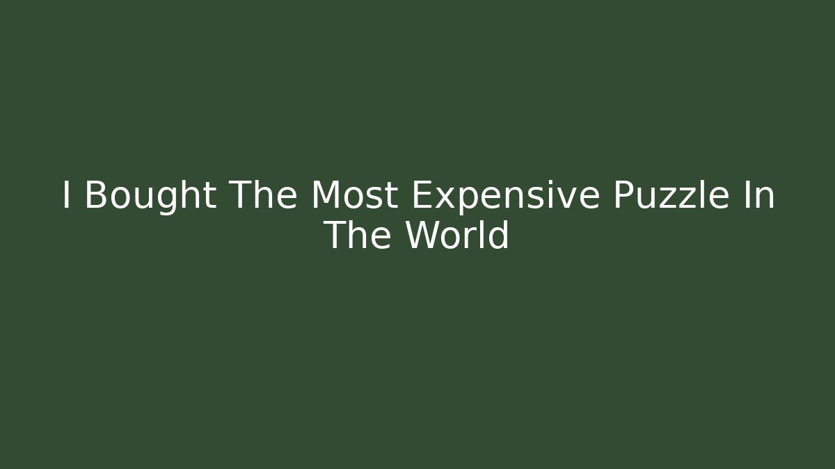 I Bought The Most Expensive Puzzle In The World - Felix Cat Insurance