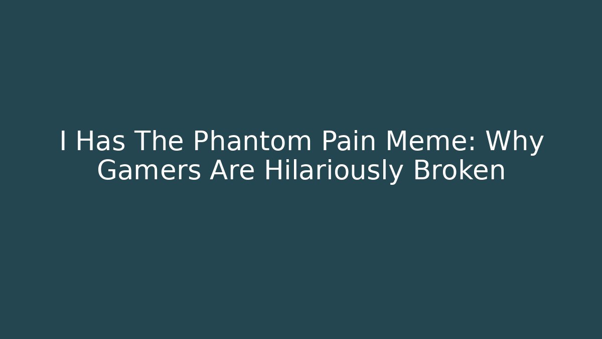 I Has The Phantom Pain Meme: Why Gamers Are Hilariously Broken