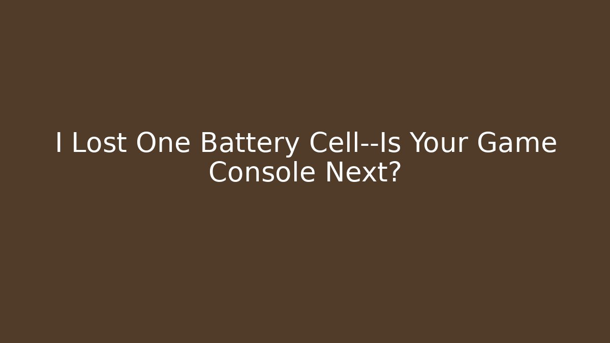 I Lost One Battery Cell—Is Your Game Console Next?