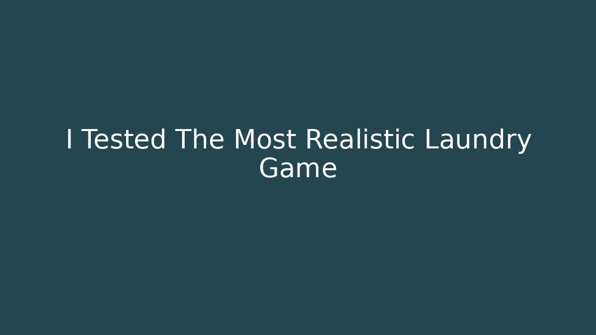 I Tested The Most Realistic Laundry Game