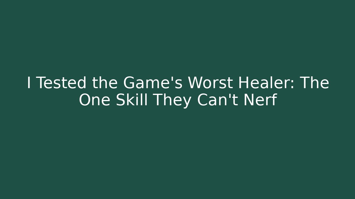 I Tested the Game's Worst Healer: The One Skill They Can't Nerf - Felix Cat Insurance