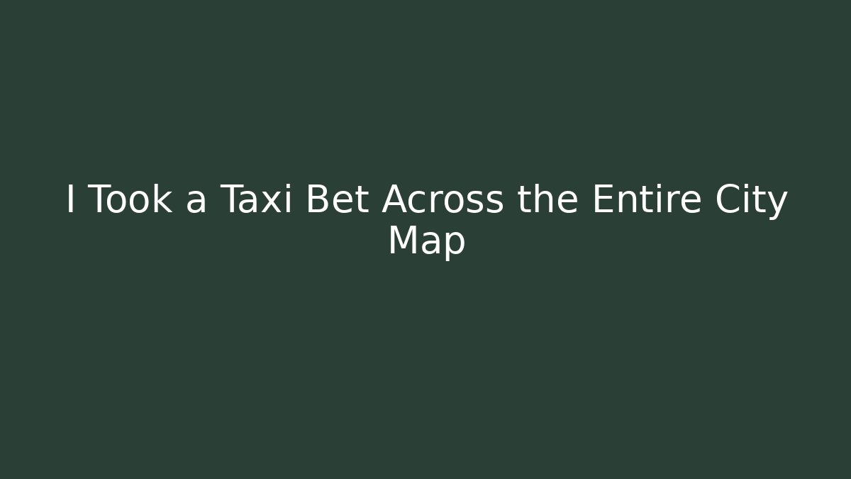 I Took a Taxi Bet Across the Entire City Map