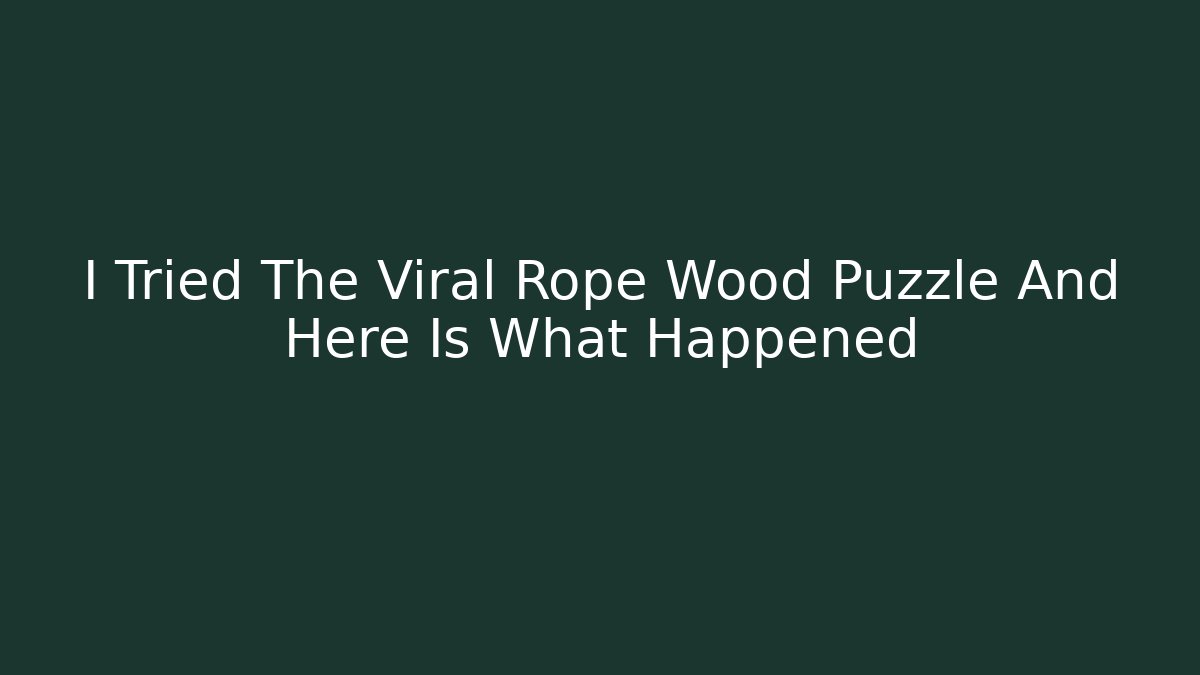 I Tried The Viral Rope Wood Puzzle And Here Is What Happened