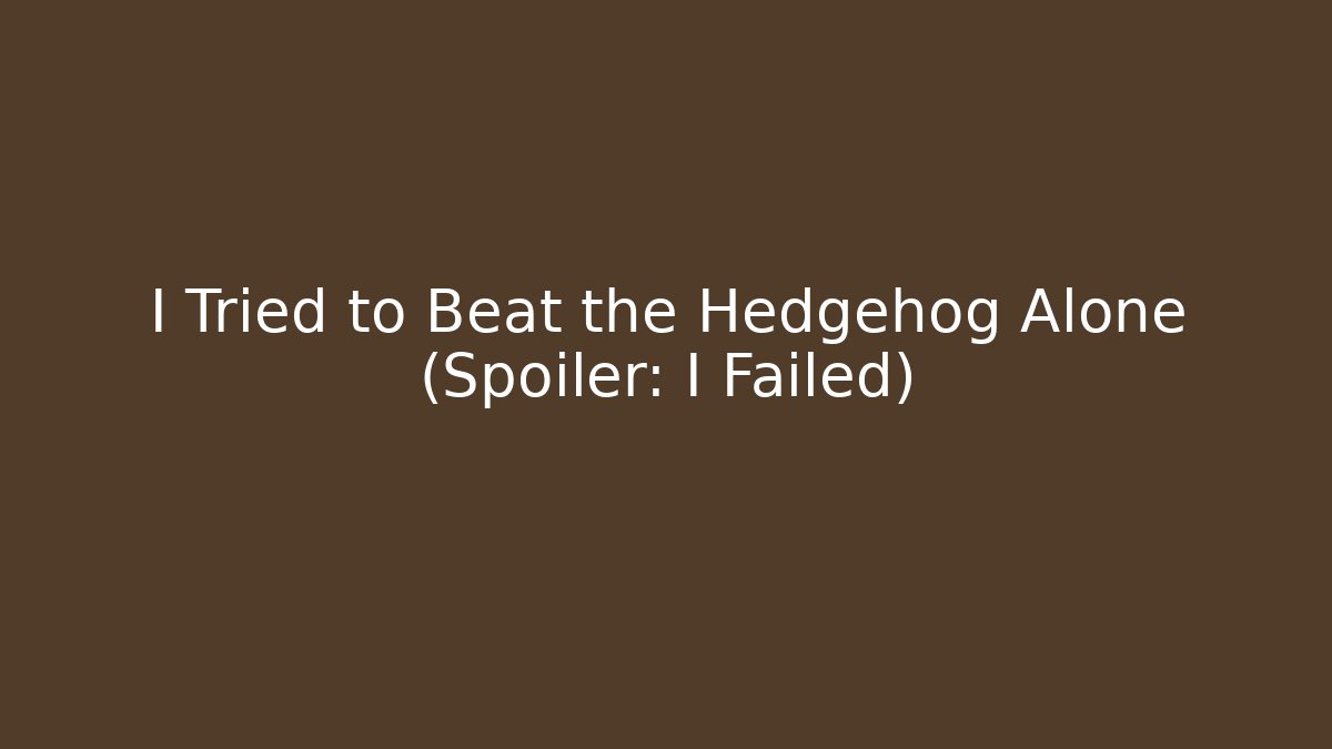 I Tried to Beat the Hedgehog Alone (Spoiler: I Failed)