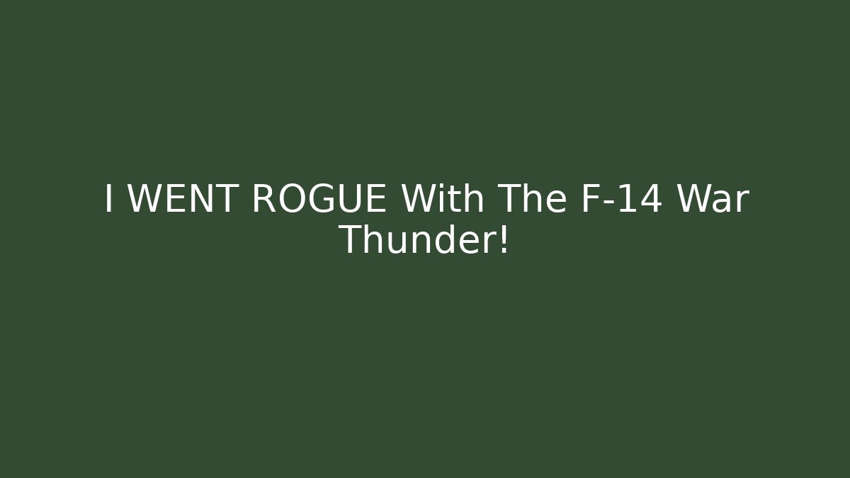 I WENT ROGUE With The F-14 War Thunder!