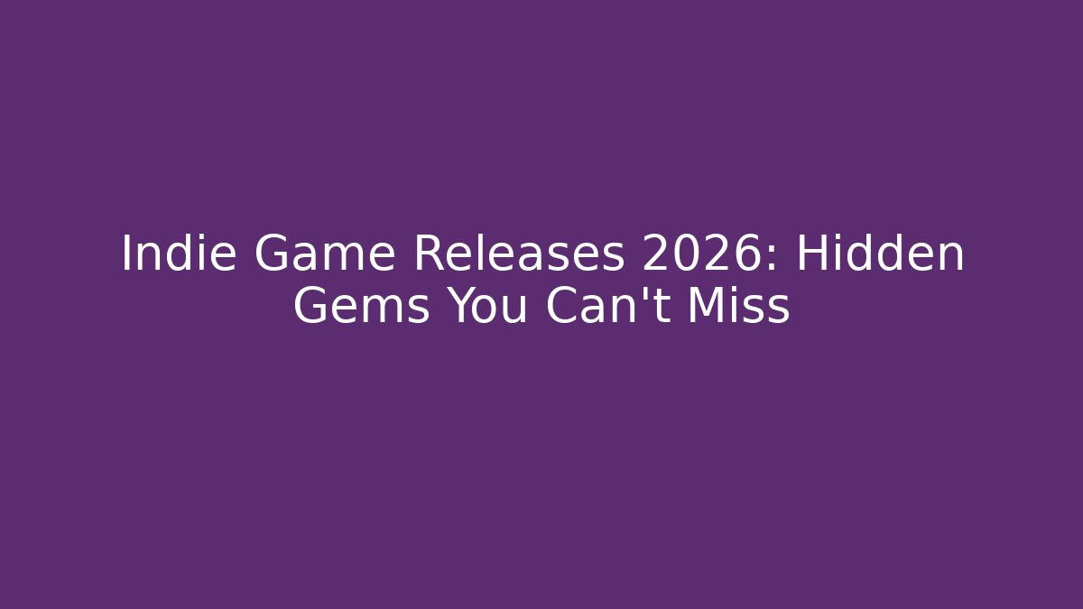 Indie Game Releases 2026: Hidden Gems You Can’t Miss