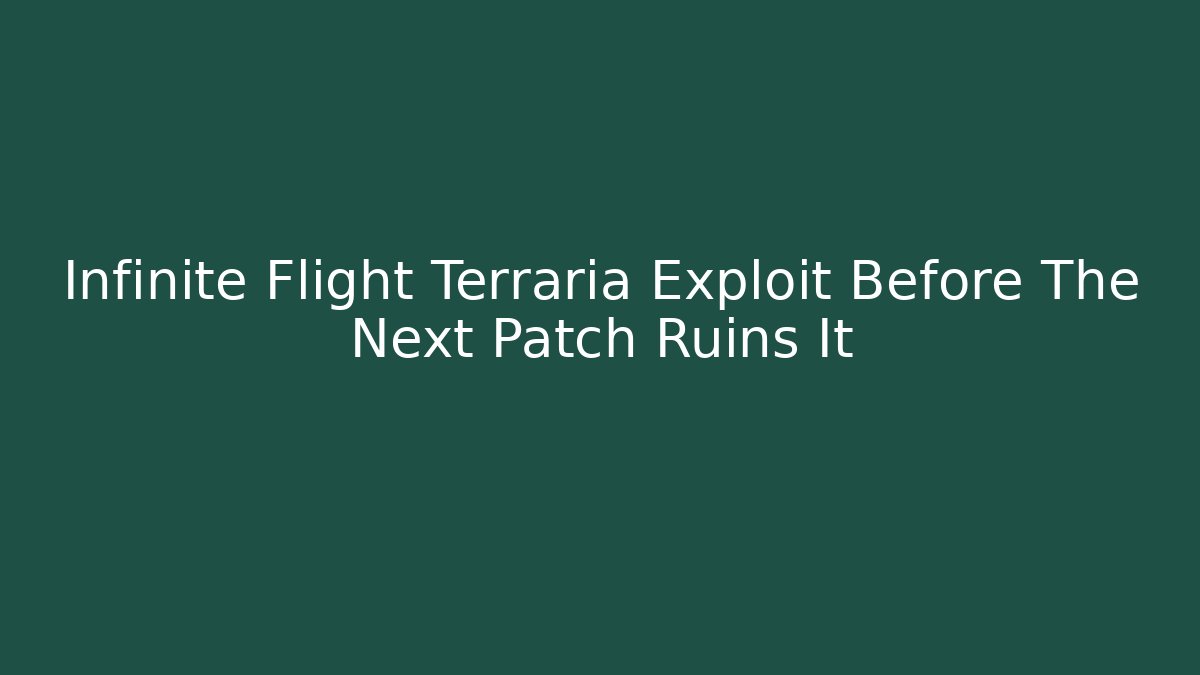 Infinite Flight Terraria Exploit Before The Next Patch Ruins It