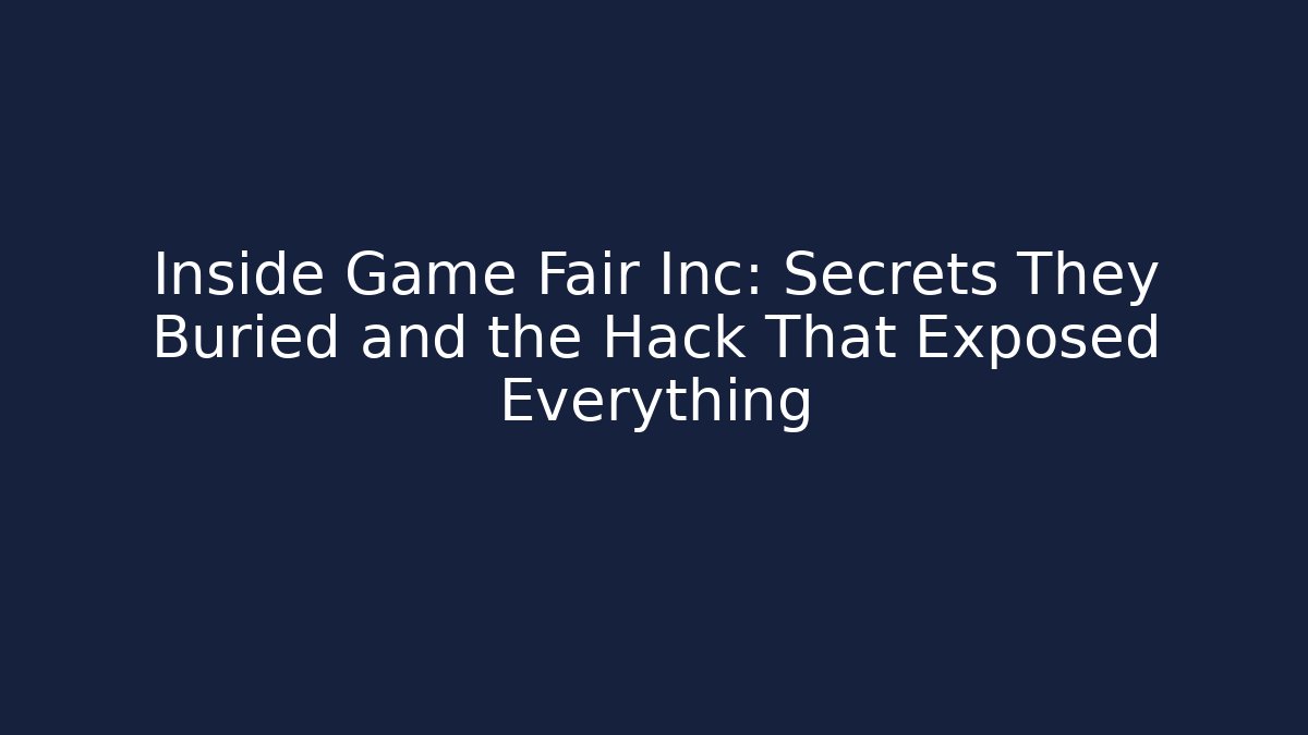 Inside Game Fair Inc: Secrets They Buried and the Hack That Exposed Everything