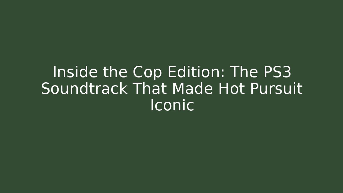 Inside the Cop Edition: The PS3 Soundtrack That Made Hot Pursuit Iconic