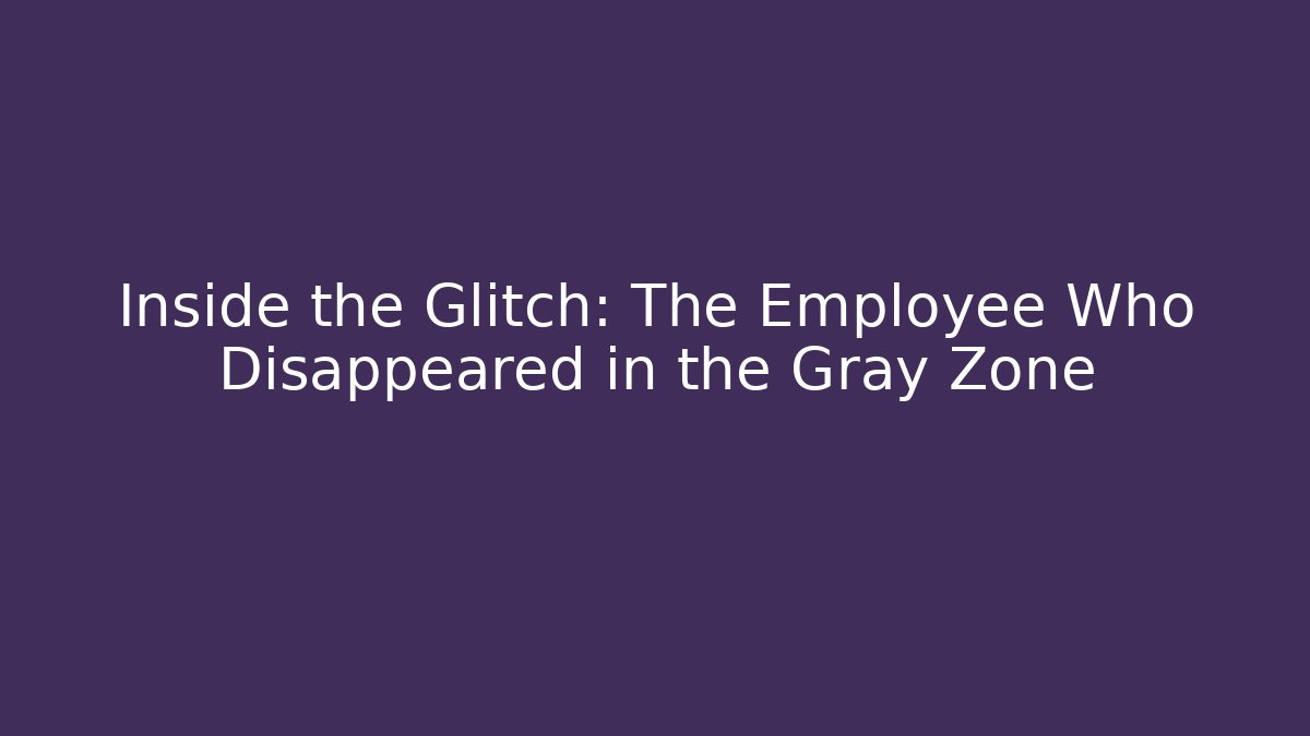 Inside the Glitch: The Employee Who Disappeared in the Gray Zone