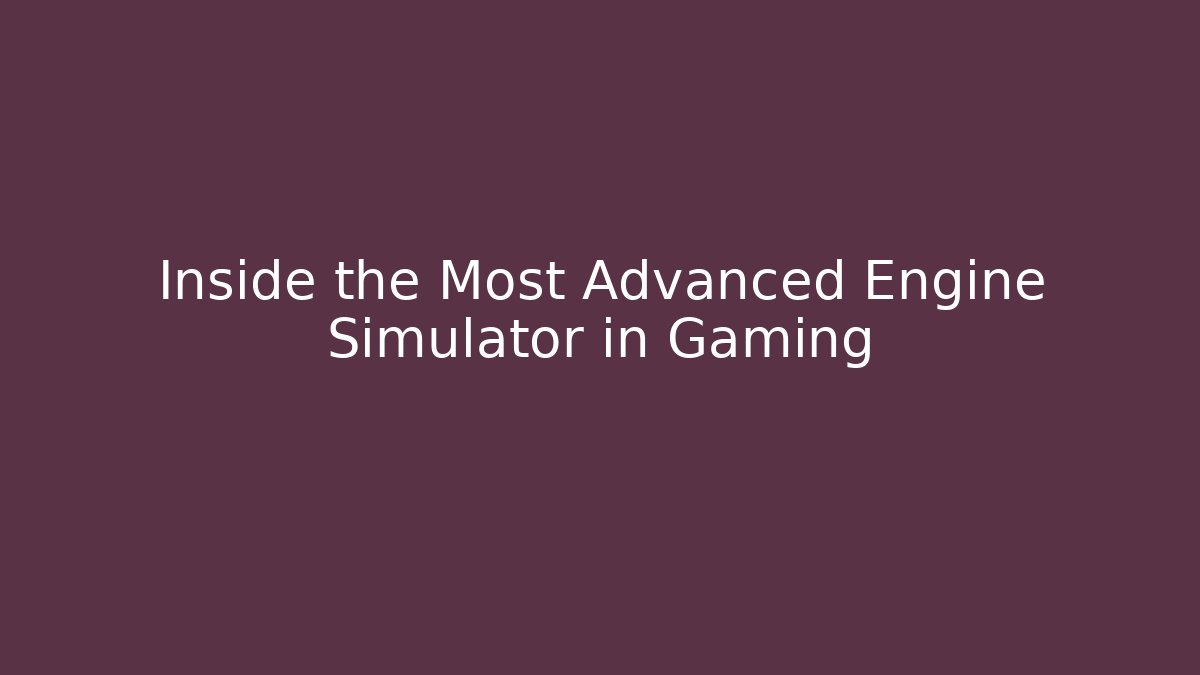 Inside the Most Advanced Engine Simulator in Gaming - Felix Cat Insurance