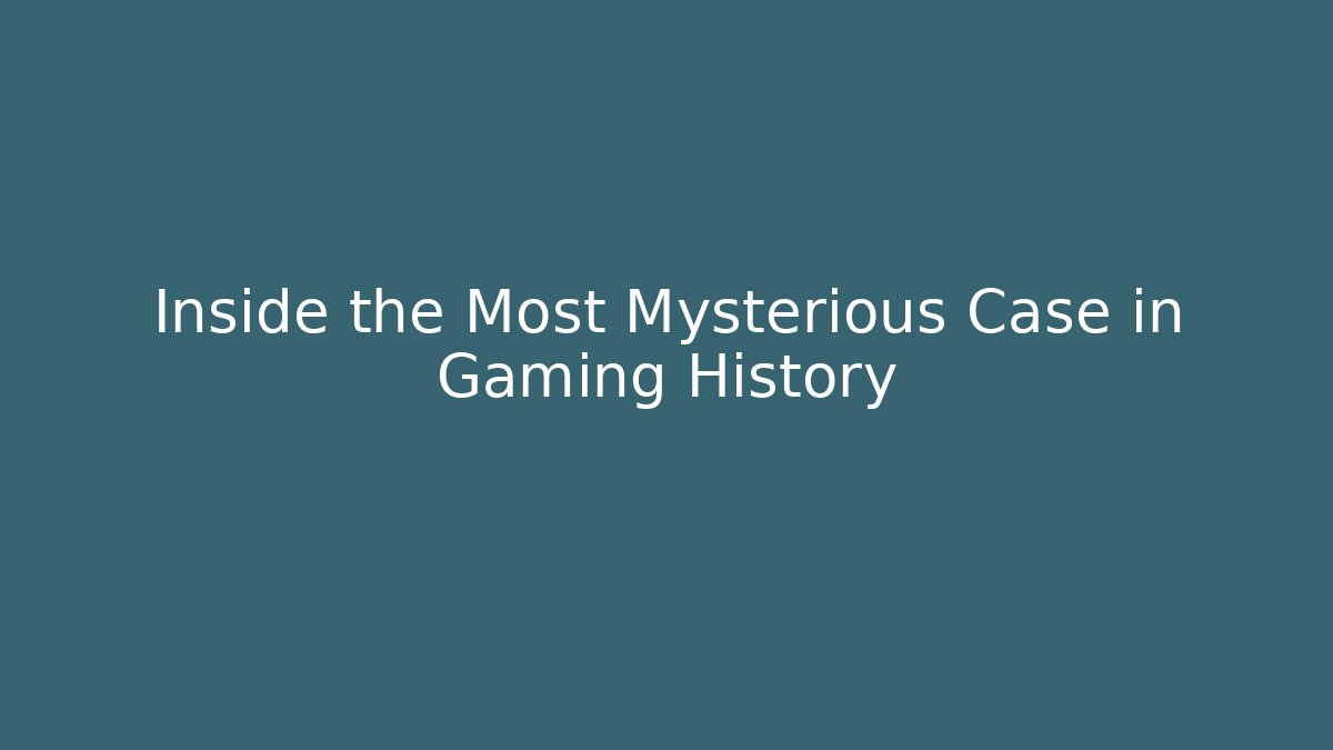 Inside the Most Mysterious Case in Gaming History - Felix Cat Insurance