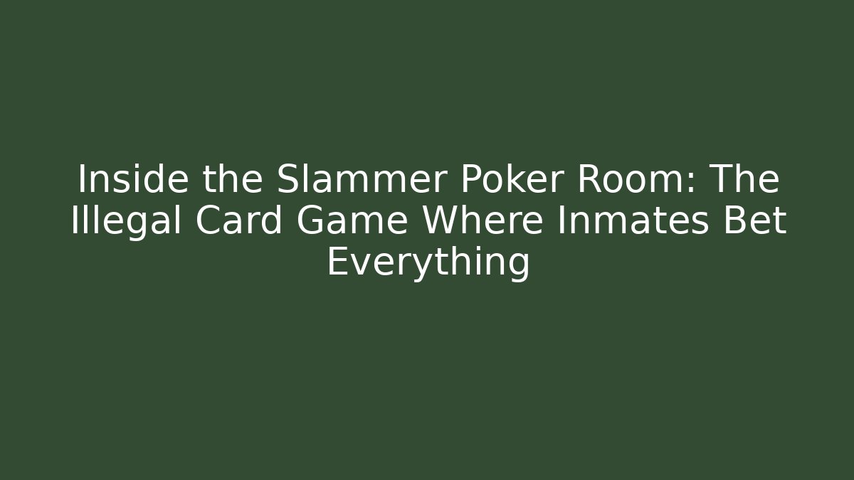 Inside the Slammer Poker Room: The Illegal Card Game Where Inmates Bet Everything