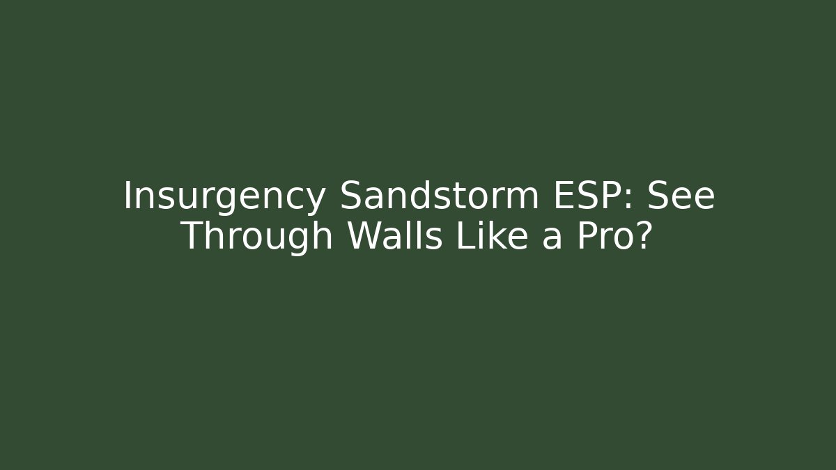Insurgency Sandstorm ESP: See Through Walls Like a Pro? - Felix Cat Insurance