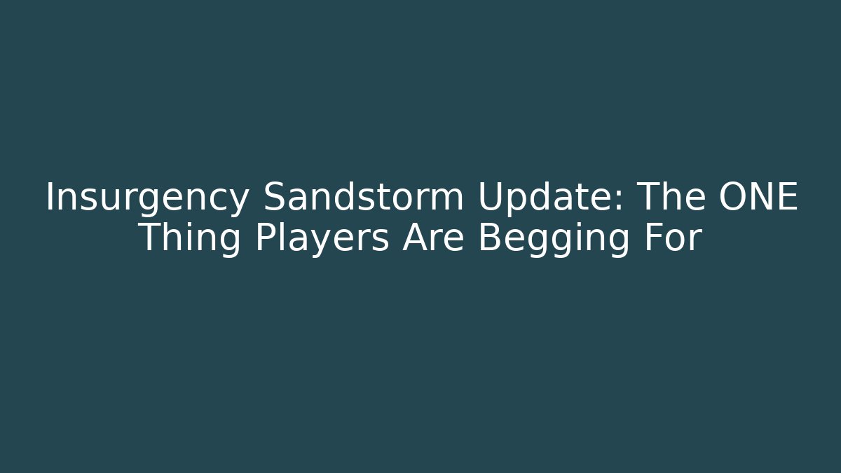 Insurgency Sandstorm Update: The ONE Thing Players Are Begging For