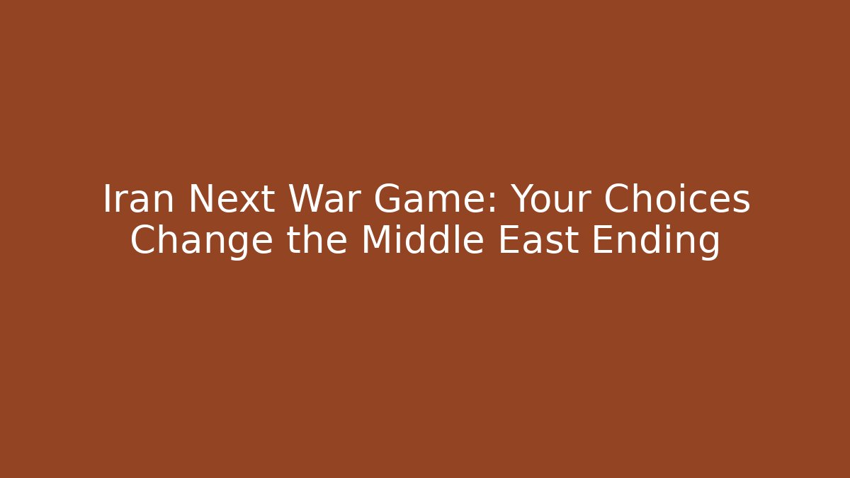 Iran Next War Game: Your Choices Change the Middle East Ending