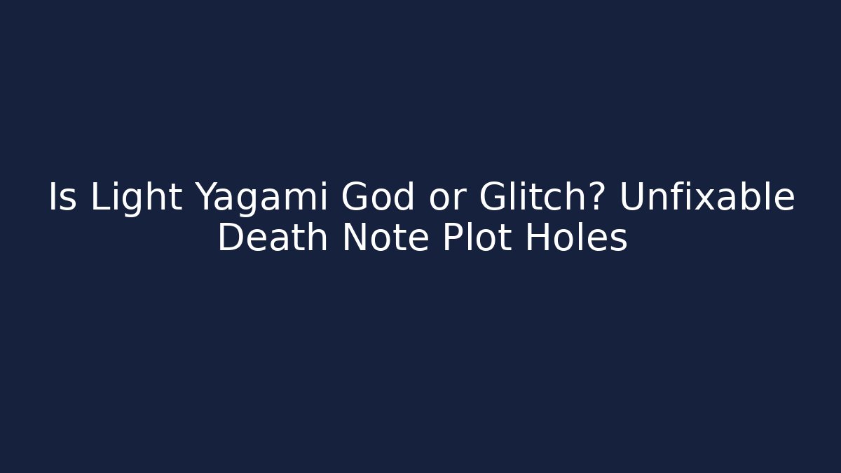 Is Light Yagami God or Glitch? Unfixable Death Note Plot Holes