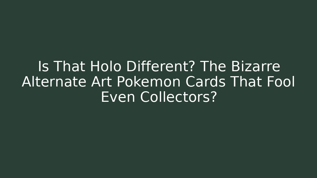 Is That Holo Different? The Bizarre Alternate Art Pokémon Cards That Fool Even Collectors?
