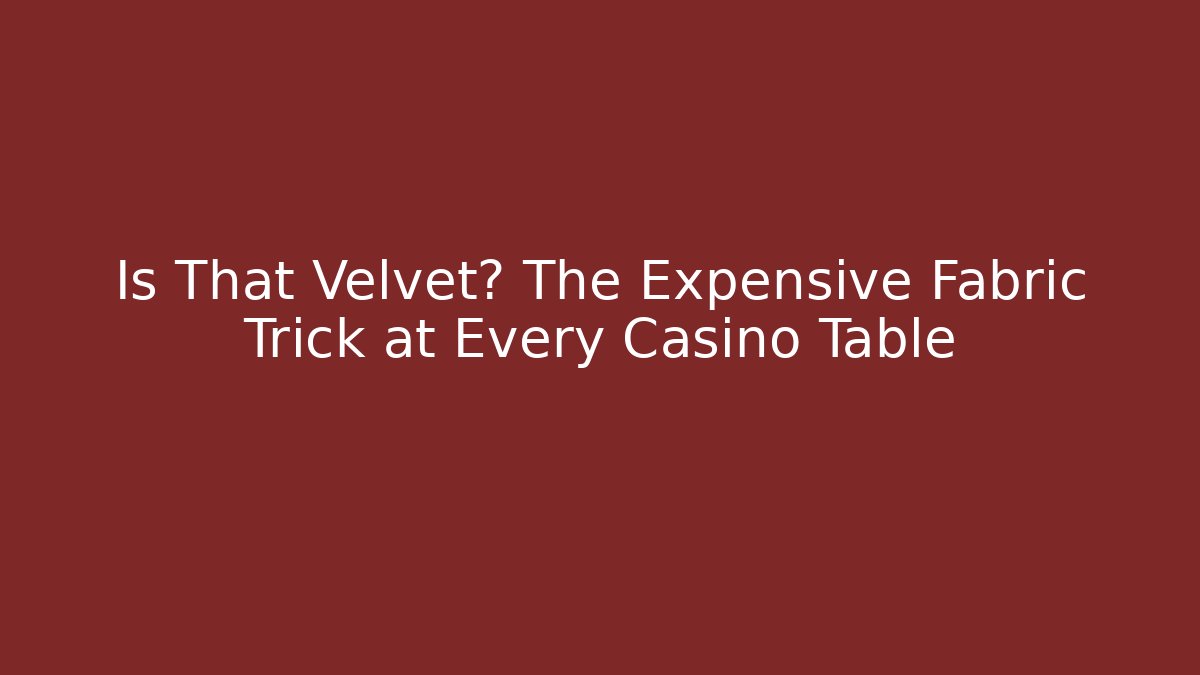 Is That Velvet? The Expensive Fabric Trick at Every Casino Table