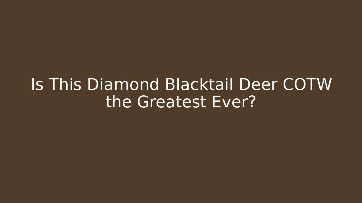 Is This Diamond Blacktail Deer COTW the Greatest Ever?