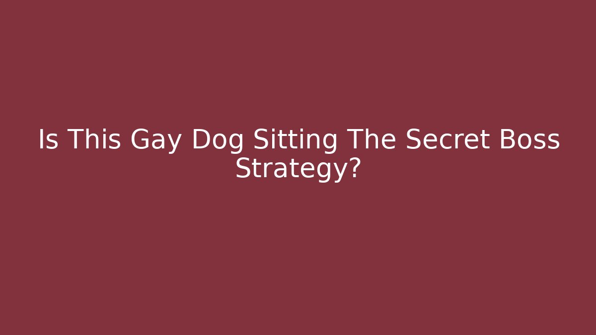 Is This Gay Dog Sitting The Secret Boss Strategy?