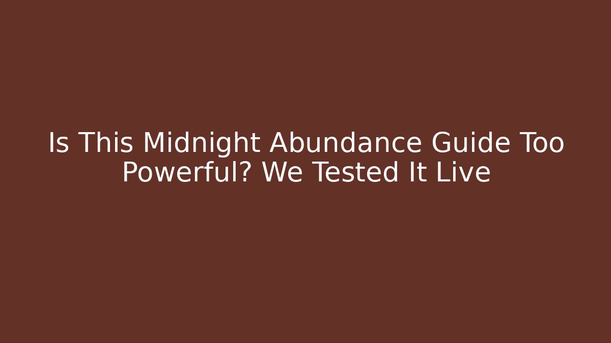 Is This Midnight Abundance Guide Too Powerful? We Tested It Live - Felix Cat Insurance