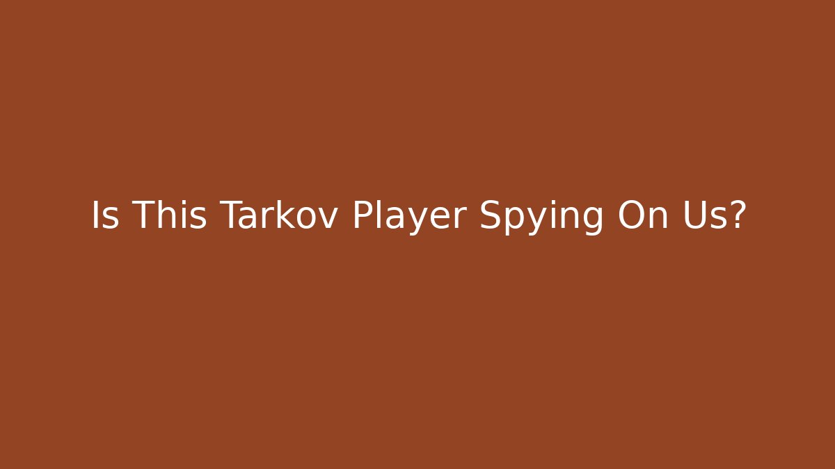 Is This Tarkov Player Spying On Us?