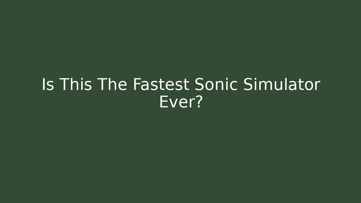 Is This The Fastest Sonic Simulator Ever?
