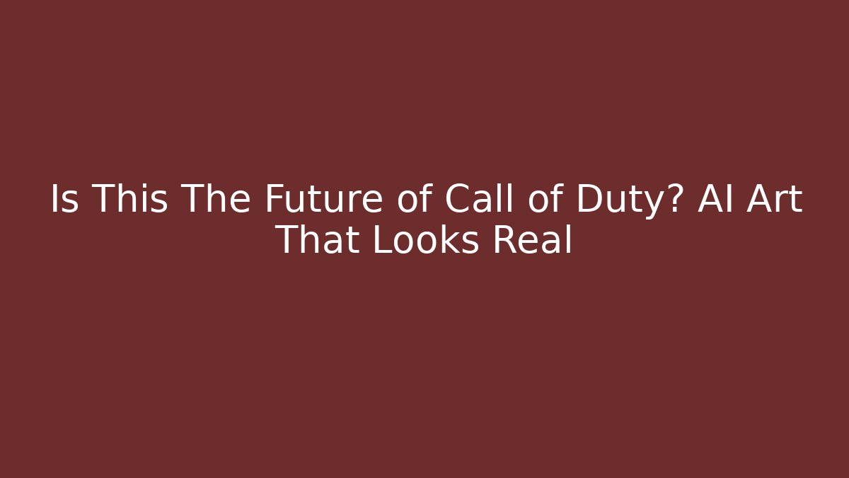 Is This The Future of Call of Duty? AI Art That Looks Real