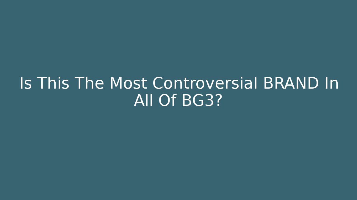 Is This The Most Controversial BRAND In All Of BG3?