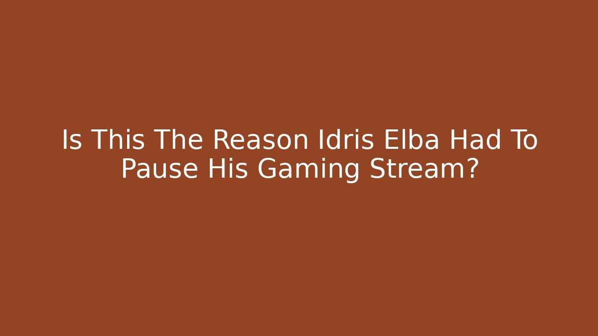Is This The Reason Idris Elba Had To Pause His Gaming Stream?