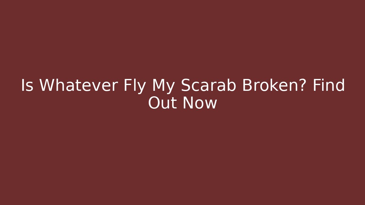 Is Whatever Fly My Scarab Broken? Find Out Now