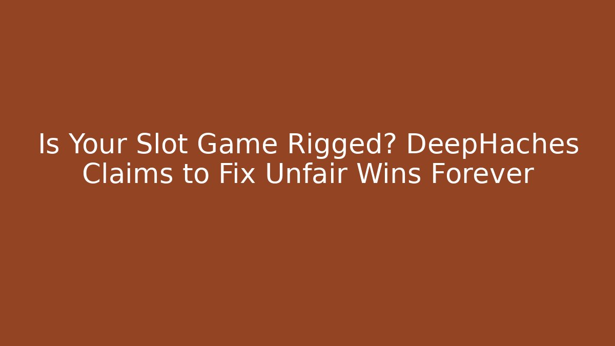 Is Your Slot Game Rigged? DeepHaches Claims to Fix Unfair Wins Forever