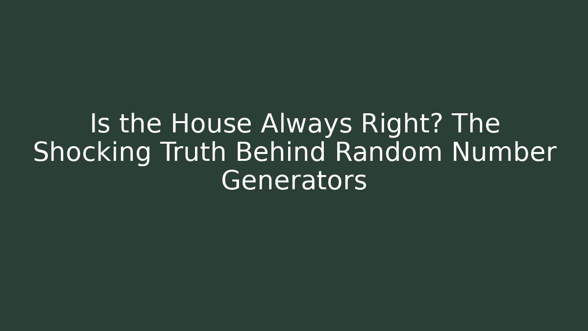 Is the House Always Right? The Shocking Truth Behind Random Number Generators