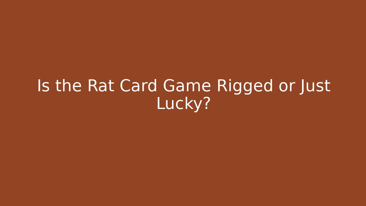 Is the Rat Card Game Rigged or Just Lucky?