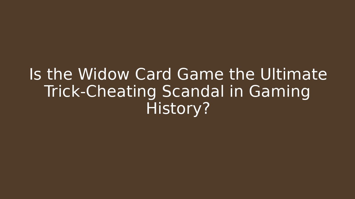 Is the Widow Card Game the Ultimate Trick-Cheating Scandal in Gaming History?