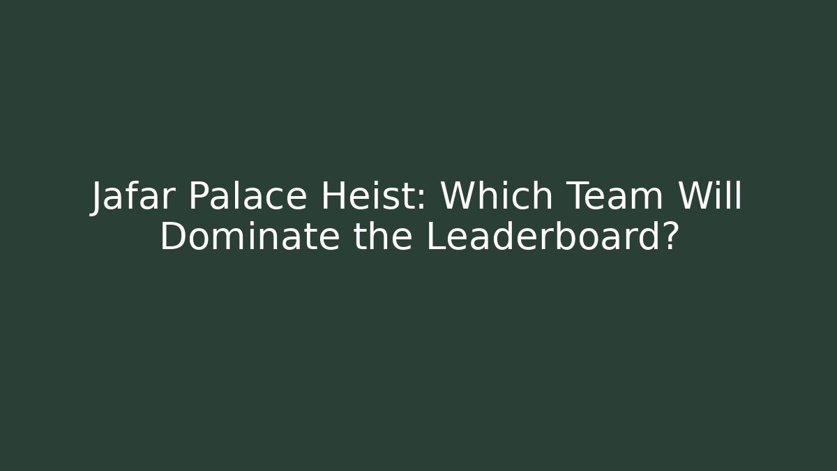 Jafar Palace Heist: Which Team Will Dominate the Leaderboard?